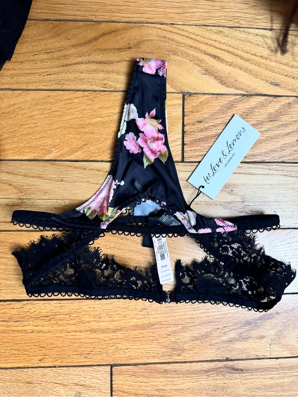 Victoria's Secret Black Floral Lace Strapless Chemise Set - Picture 7 of 8